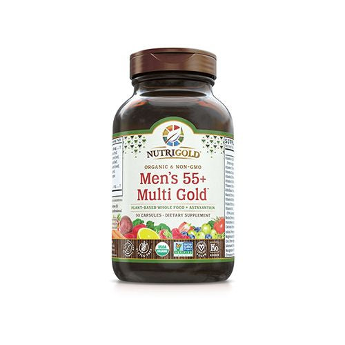 NutriGold Organic Whole-Food Men's 55+ Multi Vitamin Gold 90 Veggie Capsules