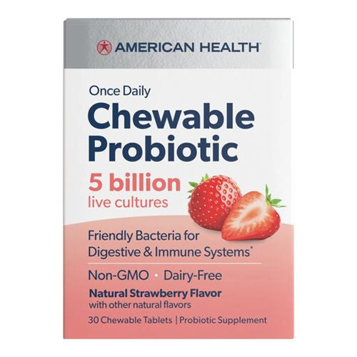 American Health Products Chewable Probiotic Natural Strawberry 30 Chewable