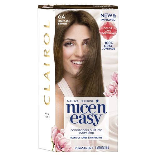 Clairol Nice n Easy Permanent Hair Color Creme  6A Light Ash Brown  1 Application  Hair Dye