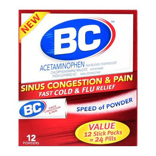BC Sinus Pain & Congestion Relief Powder, 12 Count