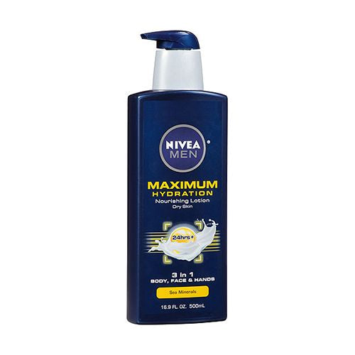 NIVEA MEN Maximum Hydration 3-in-1 Body Lotion  16.9 Fl Oz Bottle