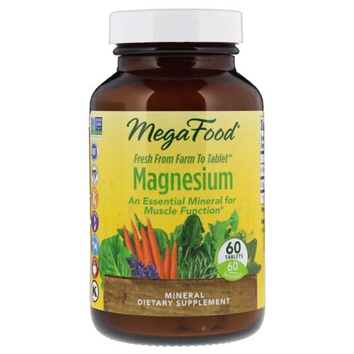 MegaFood Magnesium - Supports Nerve and Muscle Function - Mineral Supplement with Spinach - Vegan  Gluten-Free  and Made without Dairy - 60 Tabs