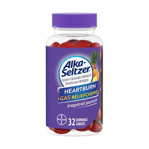 Alka-Seltzer Heartburn + Gas Relief Chews Tropical Punch, 32 Count