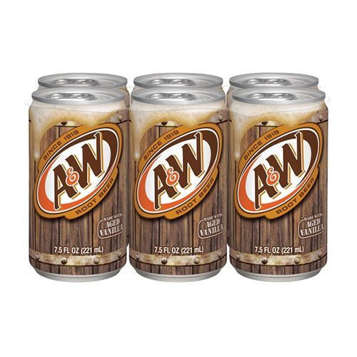 A&W Root Beer, 7.5 fl oz cans, 6 pack