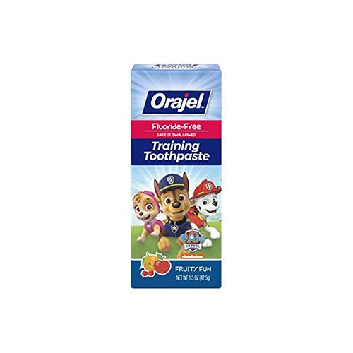 Orajel Kids Paw Patrol Fluoride-Free Training Toothpaste  Natural Fruity Fun Flavor  #1 Pediatrician Recommended Fluoride-Free Toothpaste*  1.5oz Tube