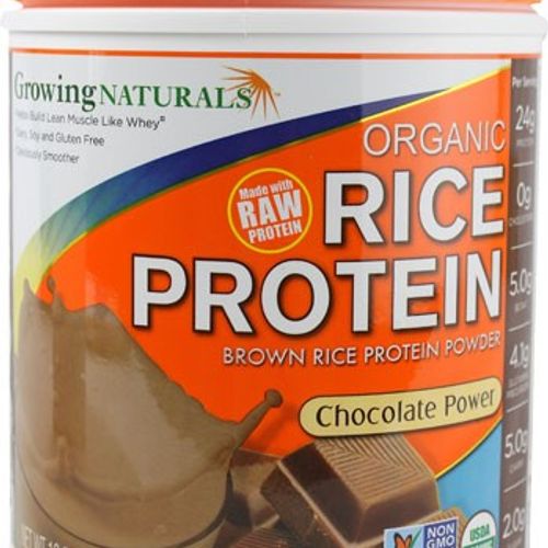 Growing Naturals Organic Rice Protein Powder  Chocolate  24g Protein  1.1 Lb