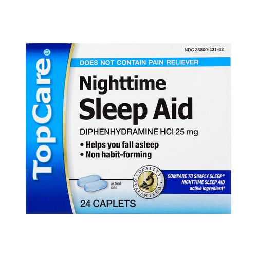 Top Care Nighttime Sleep Aid 24 Tablets/25mg- Compare To Simply Sleep Exp. 11/16