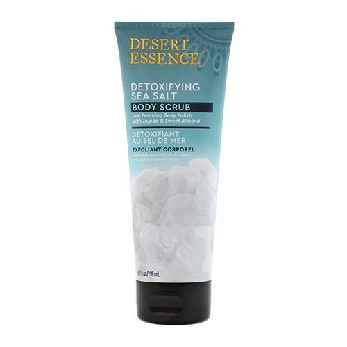 Desert Essence  Detoxifying Sea Salt Body Scrub 6.7 fl. oz. - Gluten Free - Vegan - Cruelty Free - Intense Exfoliating Sea Salt - Sweet Almond Oil - Cleanses  Smooths & Softens Skin