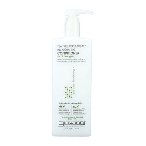 GIOVANNI Tea Tree Triple Treat Invigorating Conditioner  24 oz. Cooling Peppermint  Calming Eucalyptus  Rosemary  Alleviate Dry Flaking Scalp  No Paraben  Color Safe  Sulfate Free (Pack of 1)