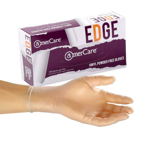 AmerCare Medium Powder-Free Vinyl Edge Gloves