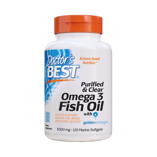 Doctor s Best Omega 3 Fish Oil Purified & Clear 1000mg Marine Softgels  120 Count