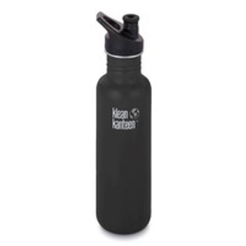 Klean Kanteen 1003085 27 oz Classic Stainless Steel Single Wall Non-Insulated Water Bottle with Sport Cap - Shale Black