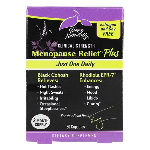 Terry Naturally Menopause Relief Plus - Rhodiola & Black Cohosh Complex  60 Vegan Capsules