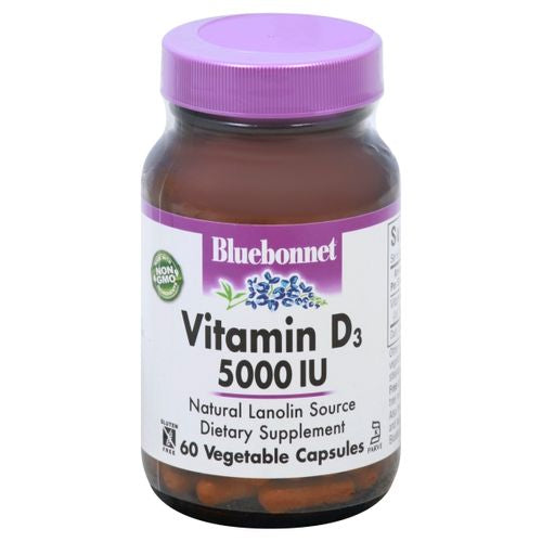 Bluebonnet Nutrition - Vitamin D3 5000 IU - 60 Vegetarian Capsules