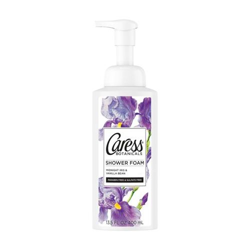 Caress Botanicals Midnight Iris and Vanilla Bean Shower Foam, 13.5 oz