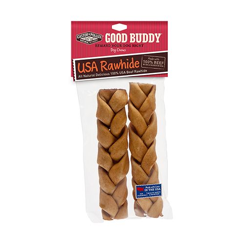 Castor & Pollux Good Buddy USA Rawhide Braided Sticks Dog Treats  7-8