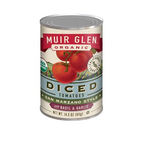 Muir Glen Organic Diced Tomatoes San Marzano Style With Basil and Garlic