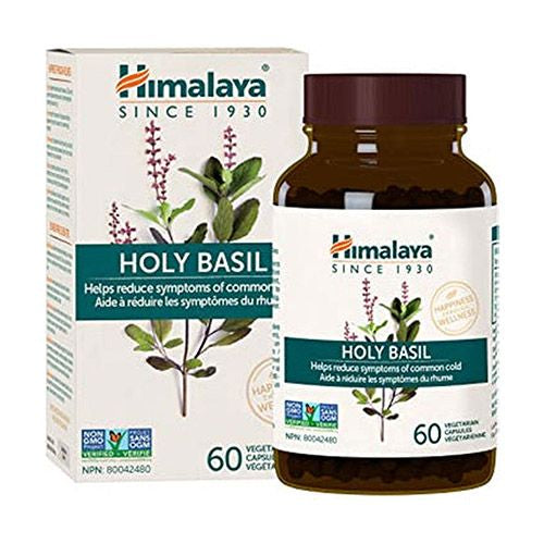 Himalaya Holy Basil / Tulsi  1 Month Supply  USDA Organic  Non-GMO Supplement  100% Holy Basil Powder & Extract for Calm & Stress Relief 700 mg  60 Caplets