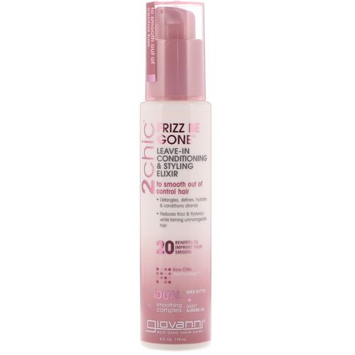 2chic  Frizz Be Gone Leave-In Conditioning & Styling Elixir  Shea Butter + Sweet Almond Oil  4 fl oz (118 ml)  Giovanni