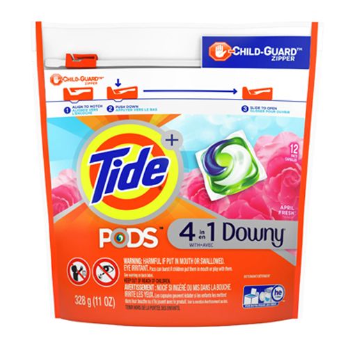 Tide Pods with Downy  Liquid Laundry Detergent Pacs  April Fresh  12 Count