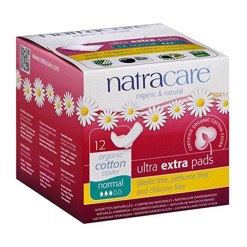 Natracare Ultra Extra Pads w/wings - Normal - 12 Count