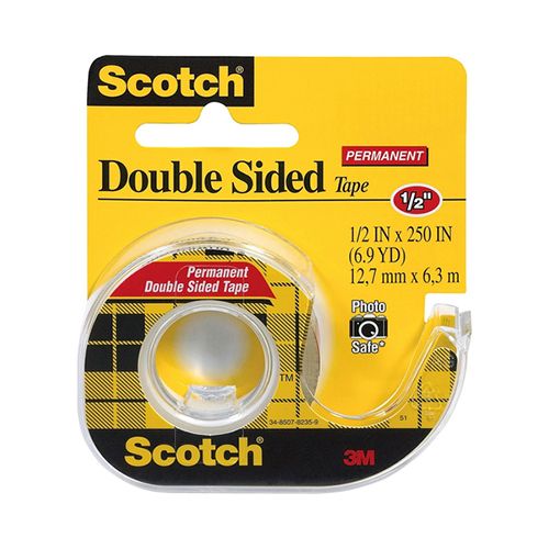 Scotch Double Sided Permanent Tape  1/2 in. x 250 in.  1 Dispenser
