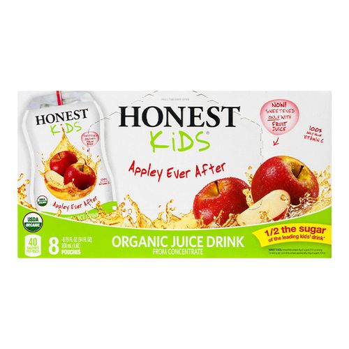 (8 Pouches) Honest Kids Organic Apple Juice Drink, 6.75 Fl Oz