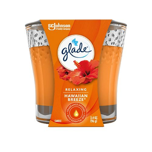 Glade Scented Candle Jar  Hawaiian Breeze  Fragrance Infused with Essential Oils  3.4 oz