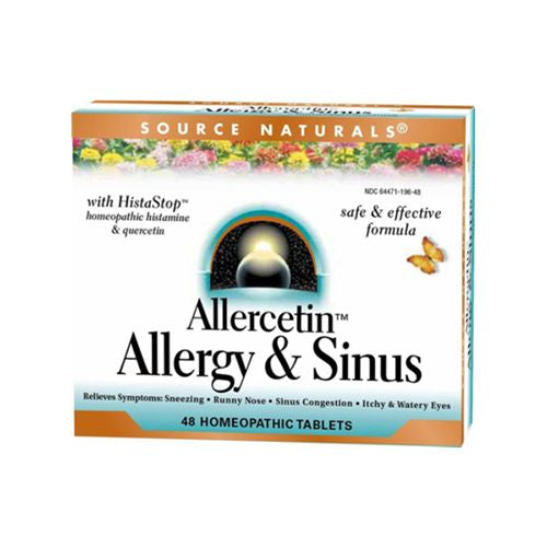 Allercetin  Allergy & Sinus  48 Homeopathic Tablets  Source Naturals