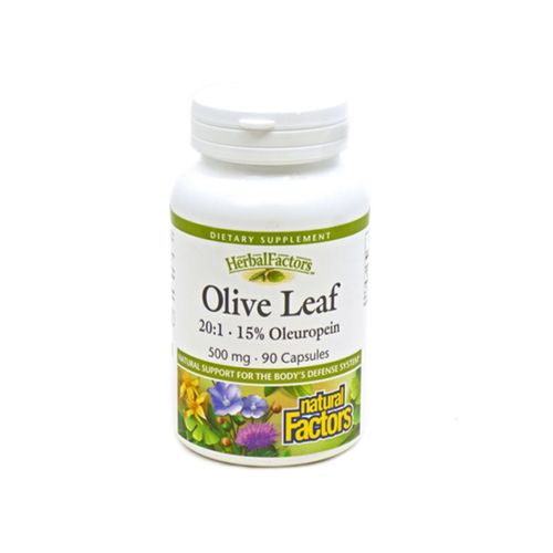 Natural Factors Olive Leaf 20:1 - 15% Oleuropein 500 mg 90 Caps