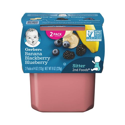 Gerber Sitter 2nd Food Banana Blackberry & Blueberry Baby Food Tubs - 2ct/4oz Each