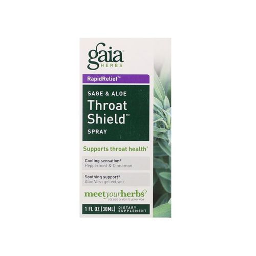 Gaia Herbs Sage & Aloe Throat Spray - Immune Support Soothing Throat Spray to Support a Healthy & Calm Throat - With Myrrh  Cinnamon  Sage  Honey  Peppermint Oil & More - 1 Fl Oz (45-Day Supply)