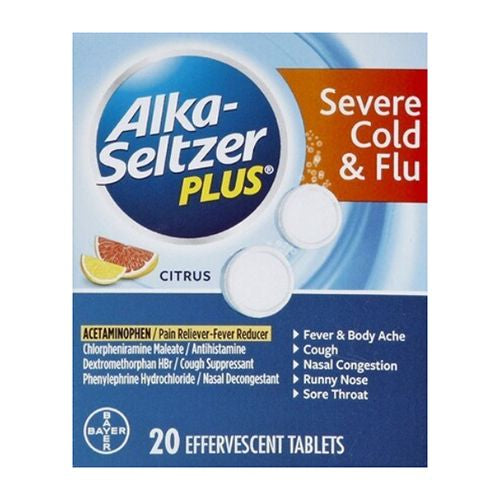 Alka-Seltzer Plus Severe Cold & Flu, Citrus Effervescent Tablet, 20ct