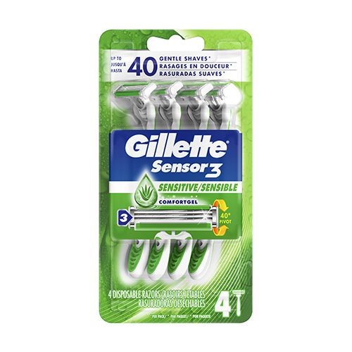 Gillette Sensor3 Sensitive Men s Disposable Razor  4 Razors