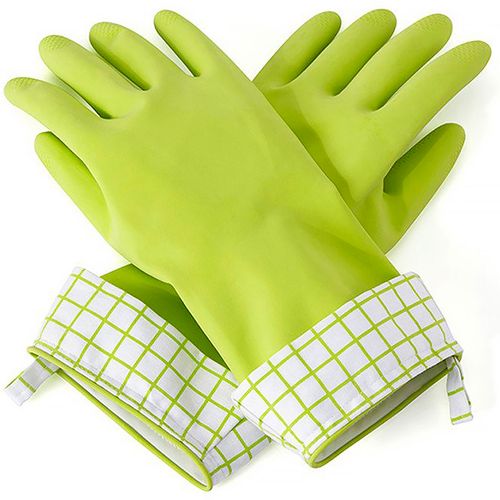Full Circle Splash Patrol Natural Latex Soft Lined Cuffed Dish Washing Gloves - Green - Large - Pair