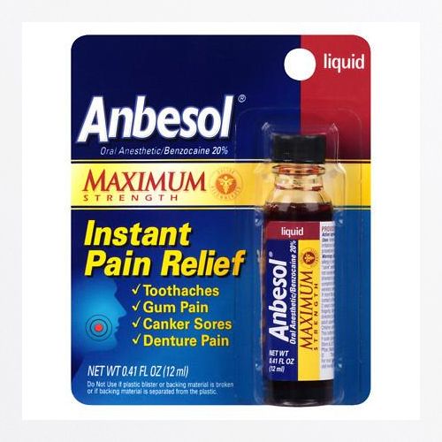 Anbesol Liquid Maximum Strength  Instant Oral Pain Relief  0.41 oz.