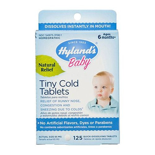 Hyland s Naturals Baby Tiny Cold Tablets  Natural Relief of Runny Nose and Congestion Due to Colds  125 Quick-Dissolving Tablets