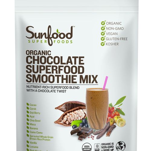 Sunfood Superfoods Organic Superfood Smoothie Powder, Chocolate, 8.0 Oz