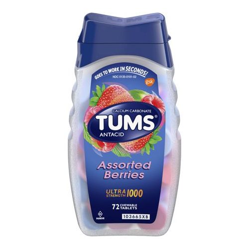 Tums Ultra Strength 1000 Assorted Berries Antacid Tablets  72 Ct