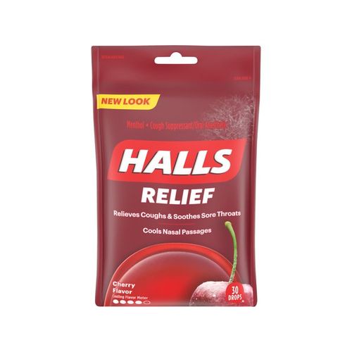 HALLS Relief Cherry Cough Drops  30 Drops