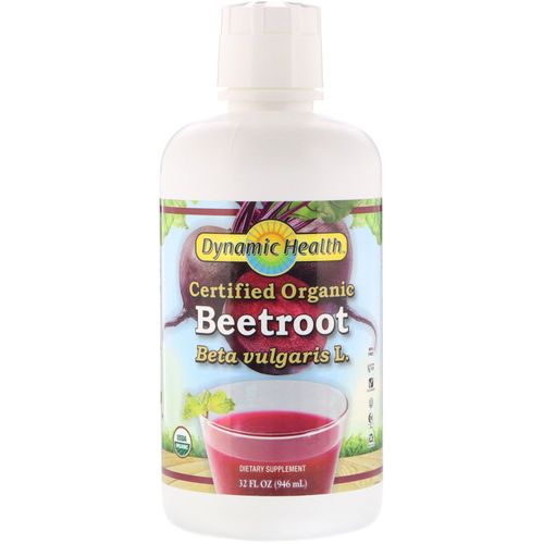 Dynamic Health Organic Beetroot Dietary Supplement | No Added Sugar  Artificial Color  Preservatives  No Gluten or BPA | 32oz  32 Serv