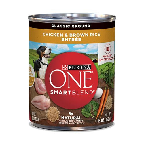 Purina ONE High Protein Chicken & Brown Rice Classic Ground Wet Dog Food  13 oz Can