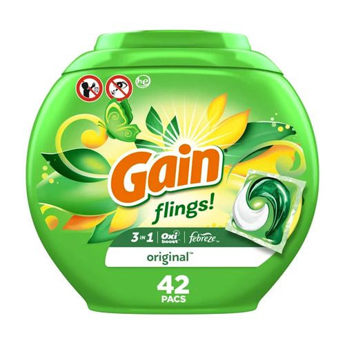 Gain Flings Laundry Detergent Soap Pacs  42 Count  Original Scent