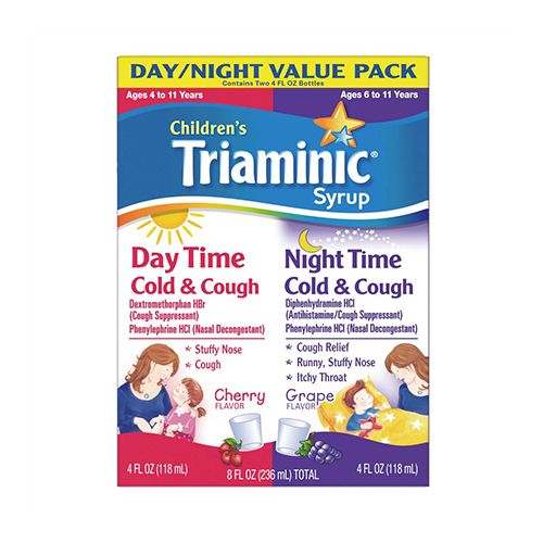 Children's Triaminic Day Time and Night Time Cold & Cough Syrup, Cherry/Grape, 4 Fl Oz, 2 Ct