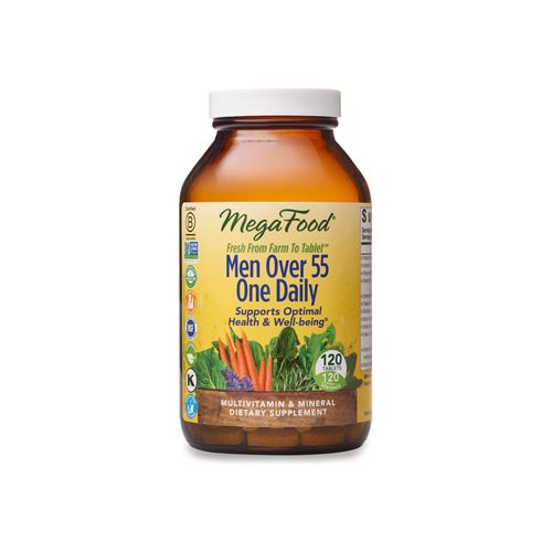 MegaFood Men s 55+ One Daily - Multivitamin for Men with B12  C & D Vitamins  Zinc & Selenium - Non-GMO  Gluten-Free  Vegetarian & Made without Dairy and Soy - 120 Tabs