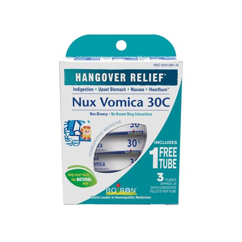 Boiron Nux Vomica 30C Homeopathic Medicine for Hangover Relief, Upset Stomach, Nausea, and Overindulgence of Food or Drink - 3 Count (240 Pellets) (B002U60CUK)