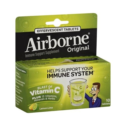 Airborne Vitamin C Effervescent Tablets  Lemon Lime - 10 ct