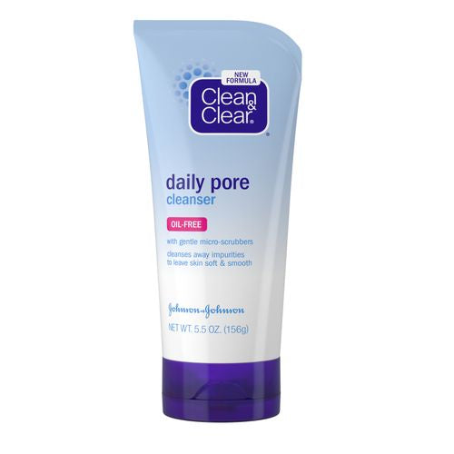 Clean & Clear Daily Pore Facial Cleanser for Soft  Smooth Skin  Oil-Free Acne Face Wash for Normal  Oily & Combination Skin Care  5.5 oz