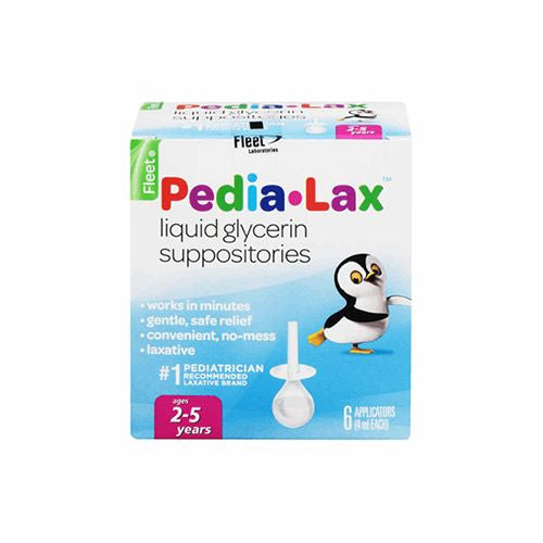 Pedia-Lax Laxative Liquid Glycerin Suppositories for Kids  Ages 2-5  6 Count