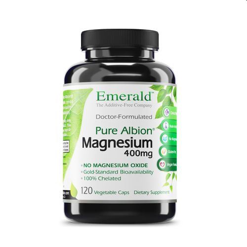 Emerald Labs Magnesium 400mg (Pure Albion) Gold Standard Bioavailability - 120 Vegetable Capsules